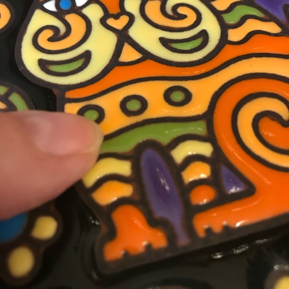 Hand Glazed 6”x6” Art Tile “Cat N Paisley” - Picture 4 of 10